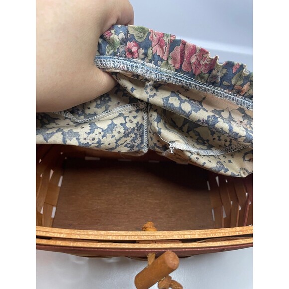 Longaberger 1991 Mothers Day LID Purse Basket / Floral Fabric Liner (Retired) - Picture 9 of 13
